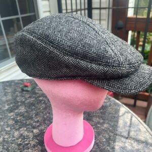 Black Rivet  Grey Herringbones Newsboy Hat/cap Men’s L/Xl 100% Wool